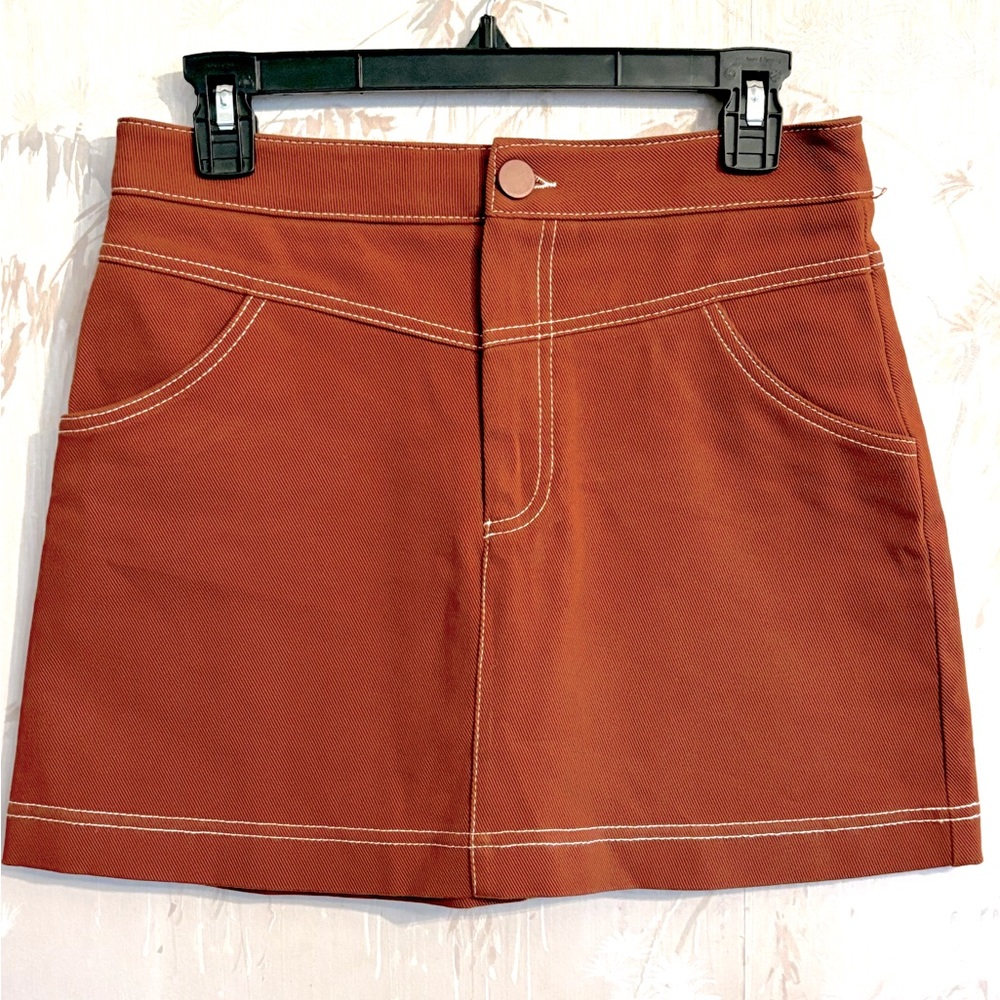 Zara Brown Seamed Mini Skirt Size Medium